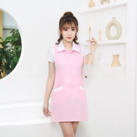 Housekeeping Fashion Special Apron Smock (Option: A Pink White Collar-Average Size)