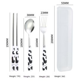 Stainless Steel Tableware Spoon Chopsticks Sets (Option: Three Black Cows)