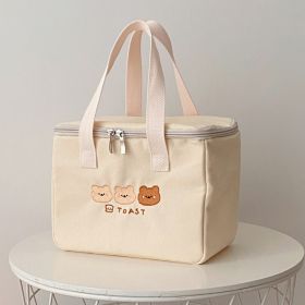 1pc Cartoon Cute Tote Bag; Insulated Lunch Bag; Lunch Box Bag (Color: Bear Toast)