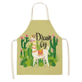 Alpaca Cartoon Cotton Linen Apron Sleeveless Antifouling Kitchen Home Cooking Waist Hanging Neck Kids' Bib (Option: 3-65 X53cm Conventional)